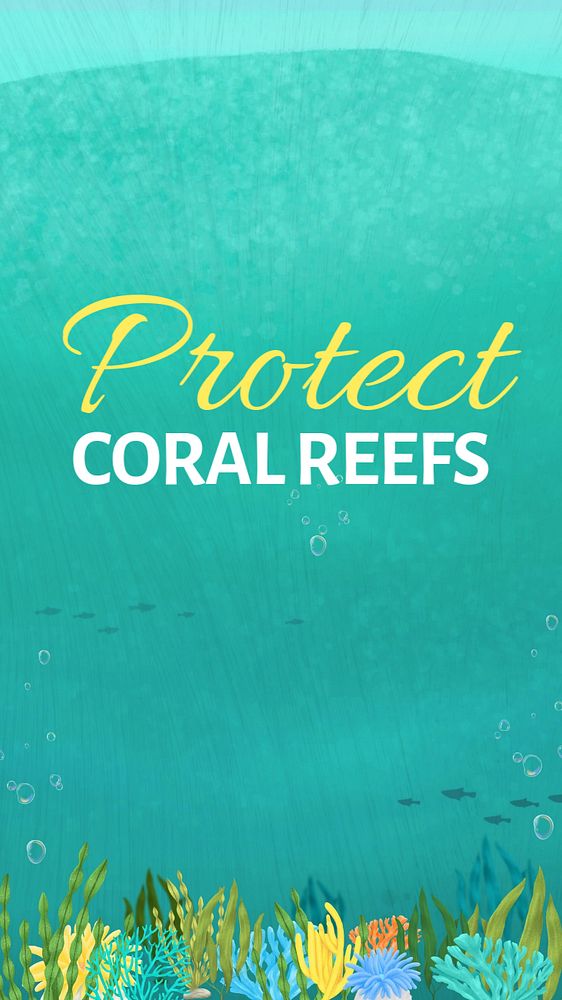 Protect coral reefs Instagram story template, editable text