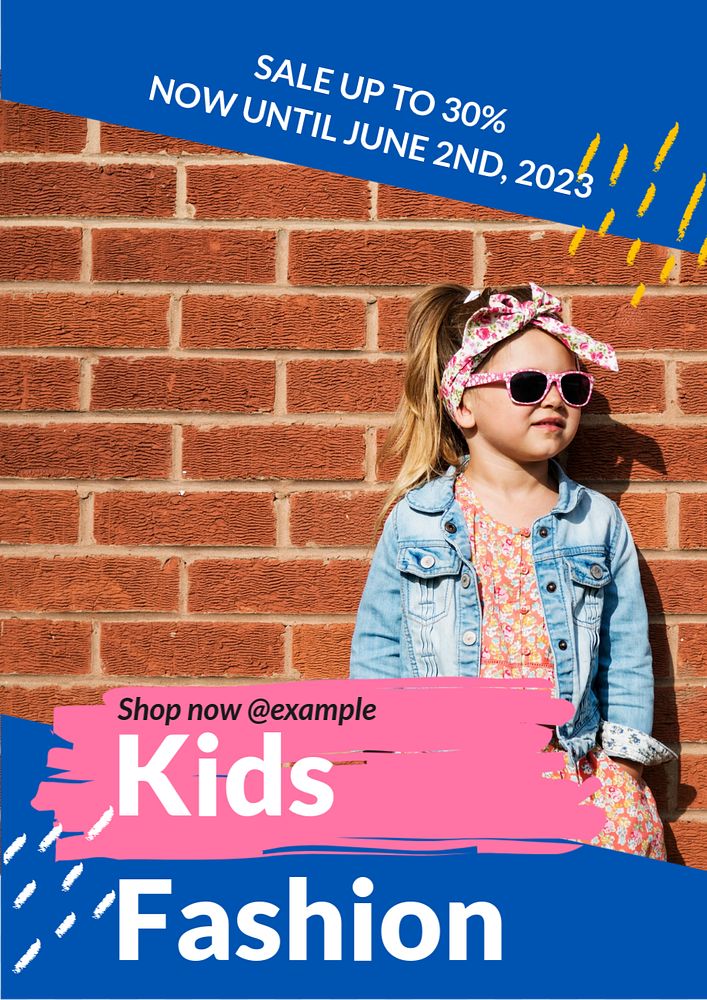 Kids fashion poster template, editable text and design