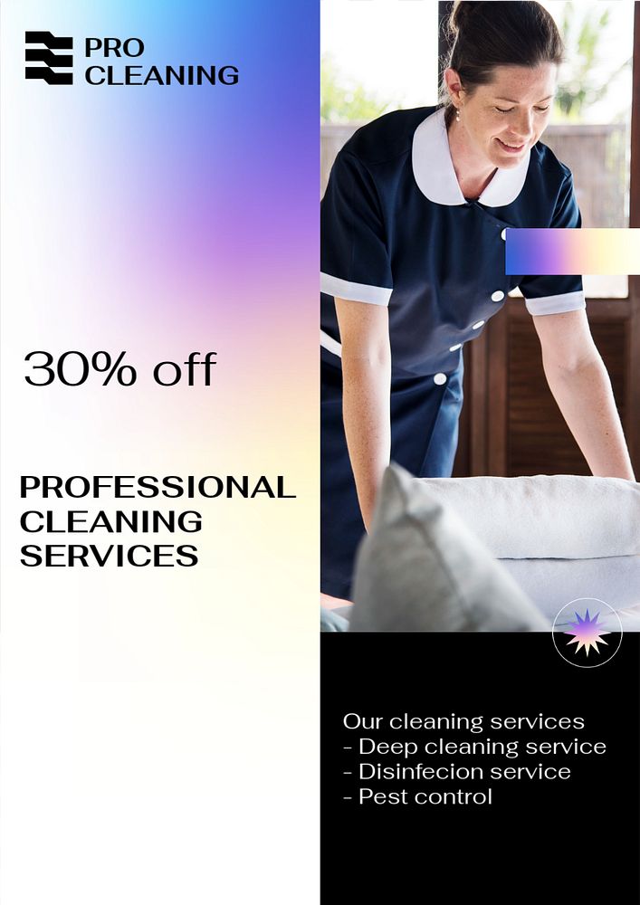 Cleaning service  poster template, editable text and design