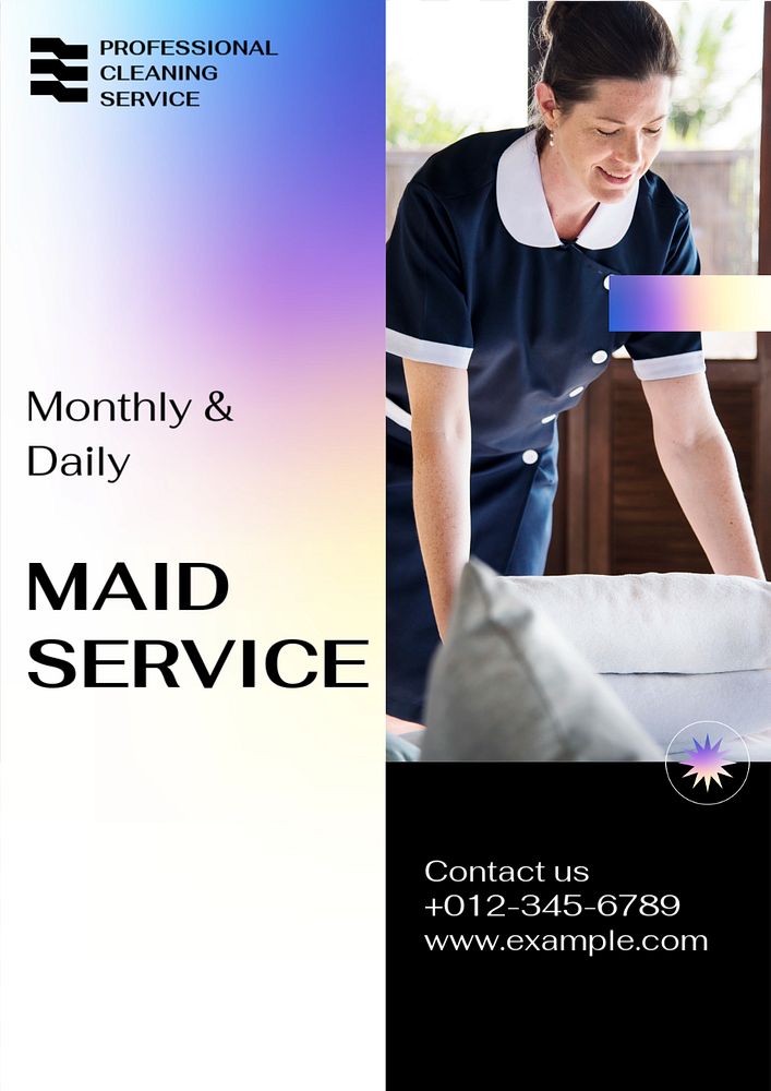 Maid service  poster template, editable text and design