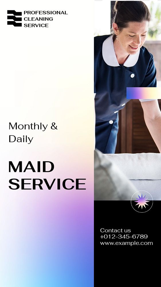 Maid service  Instagram story template, editable text