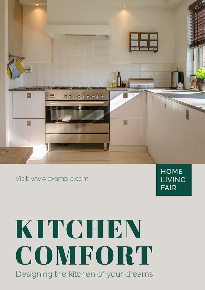 Kitchen design poster template, editable text and design