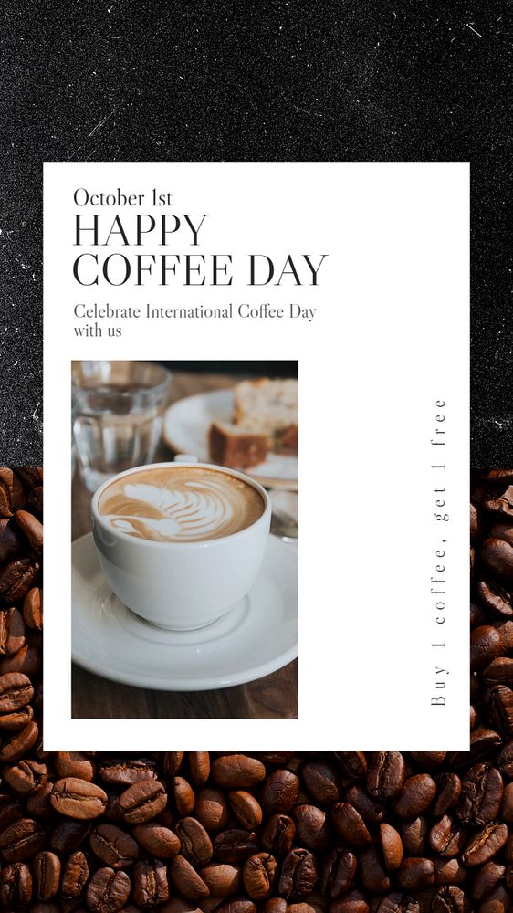 Happy coffee day  Instagram story template, editable text