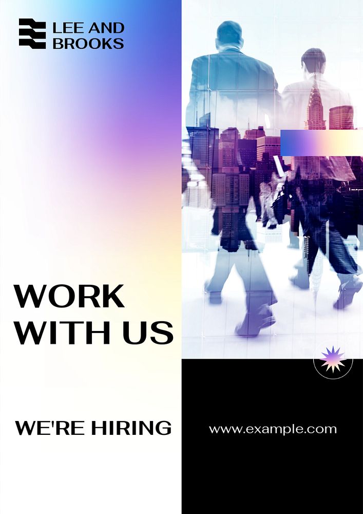 We're hiring  poster template, editable text and design