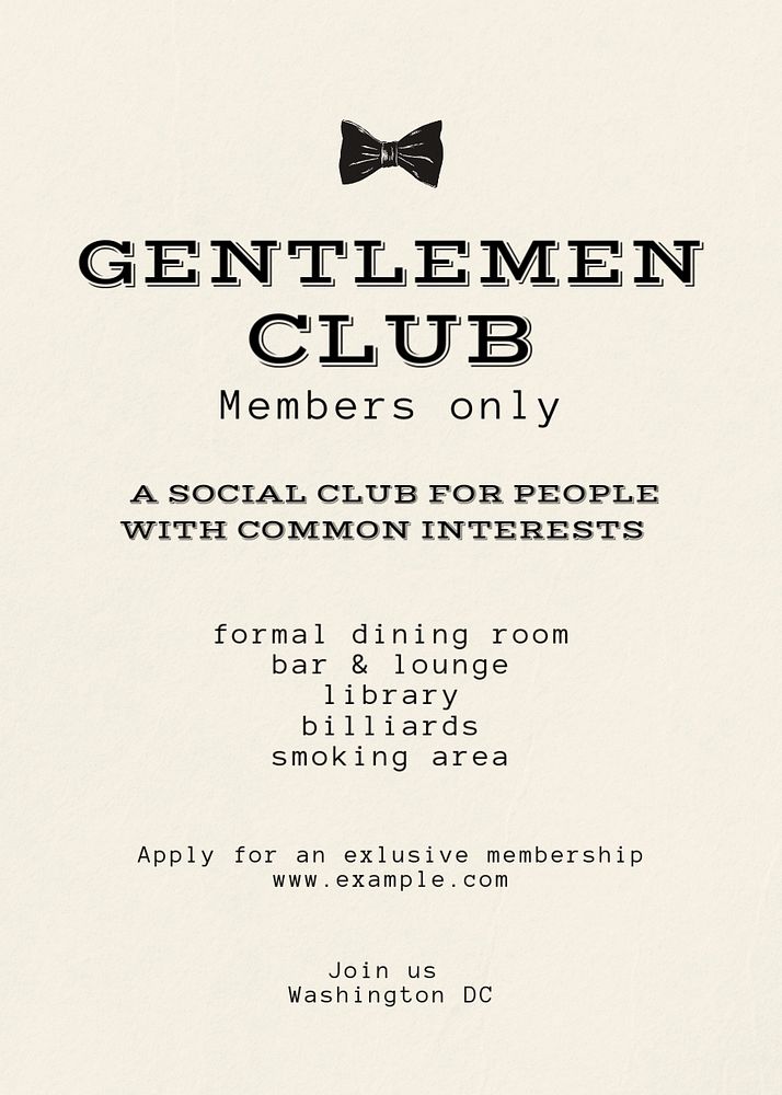 Gentleman club invitation template, editable design