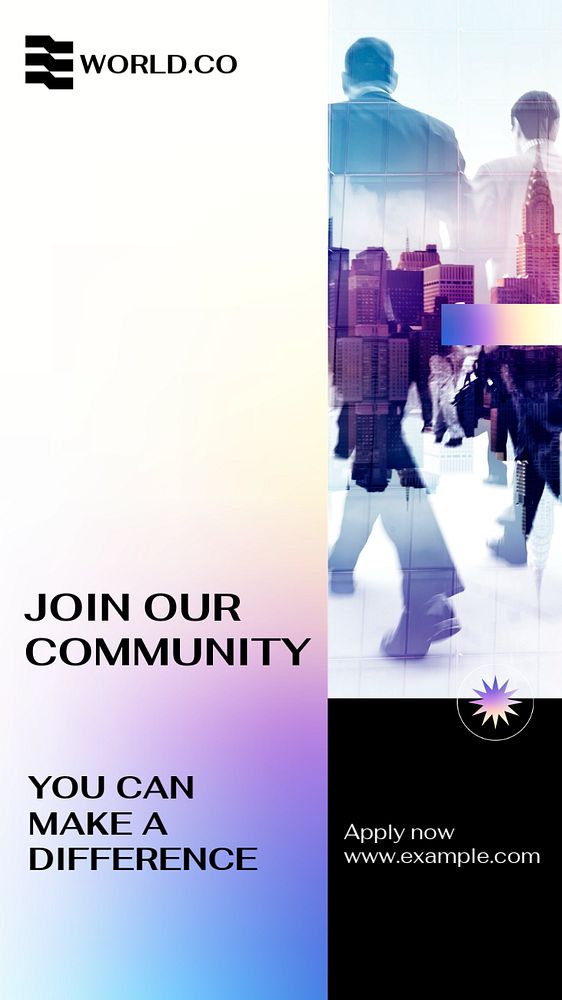 Join our community Instagram story template, editable text