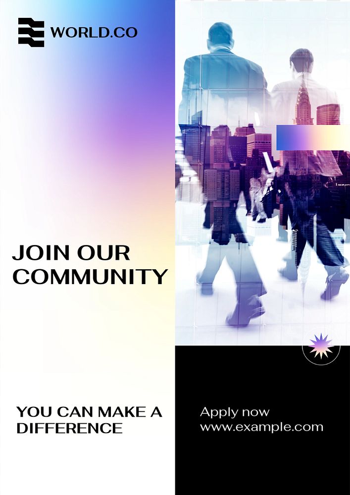 Join our community poster template, editable text and design