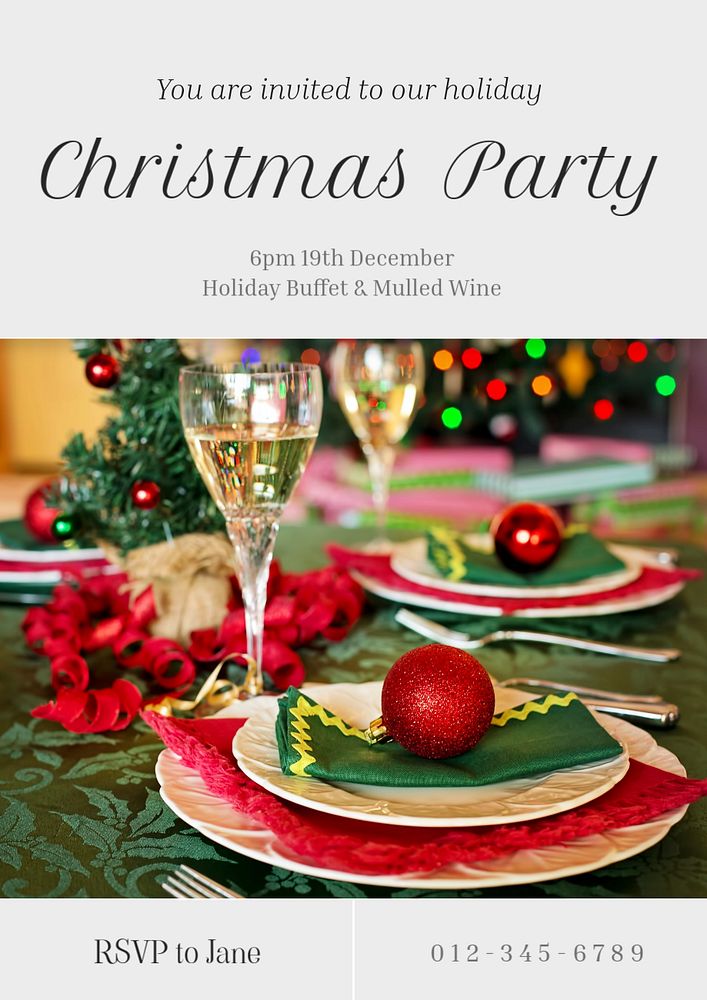 Christmas party  poster template, editable text and design