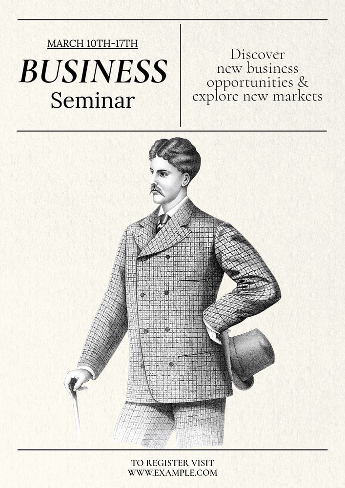 Business seminar  poster template, editable text and design