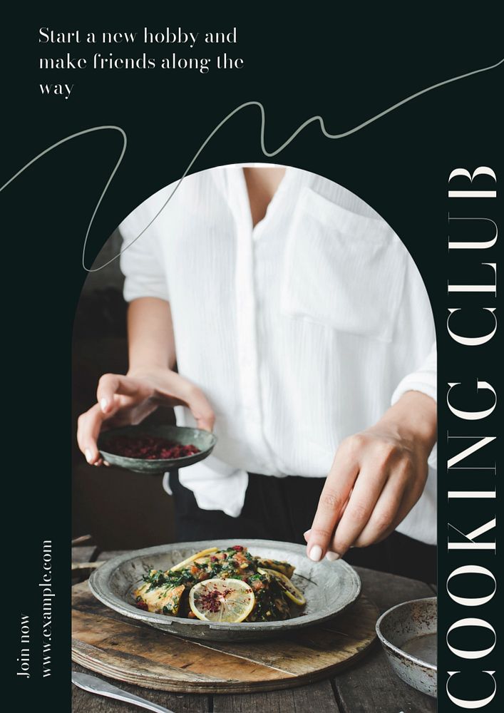 Cooking club poster template, editable text and design