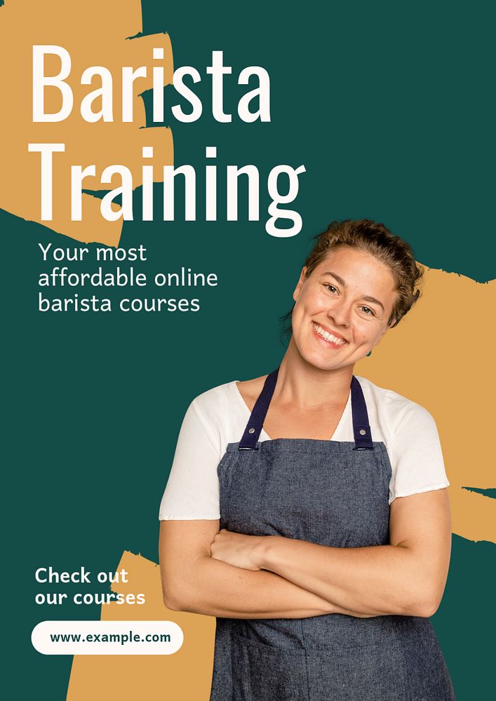 Barista training  poster template, editable text and design