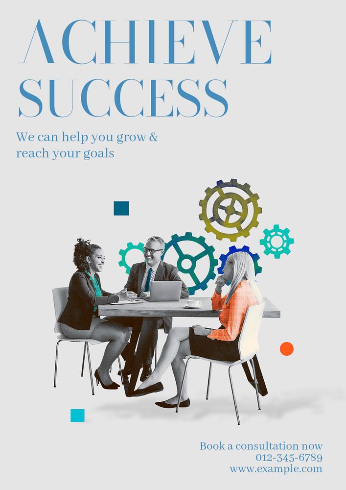 Achieve success  poster template, editable text and design