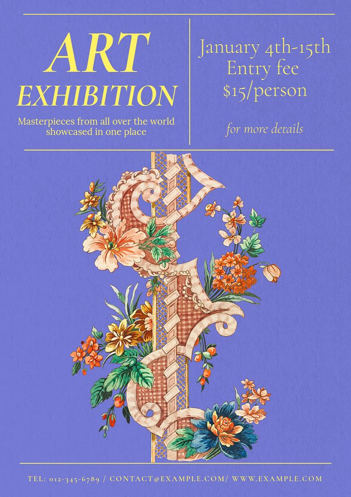 Art exhibition  poster template, editable text and design