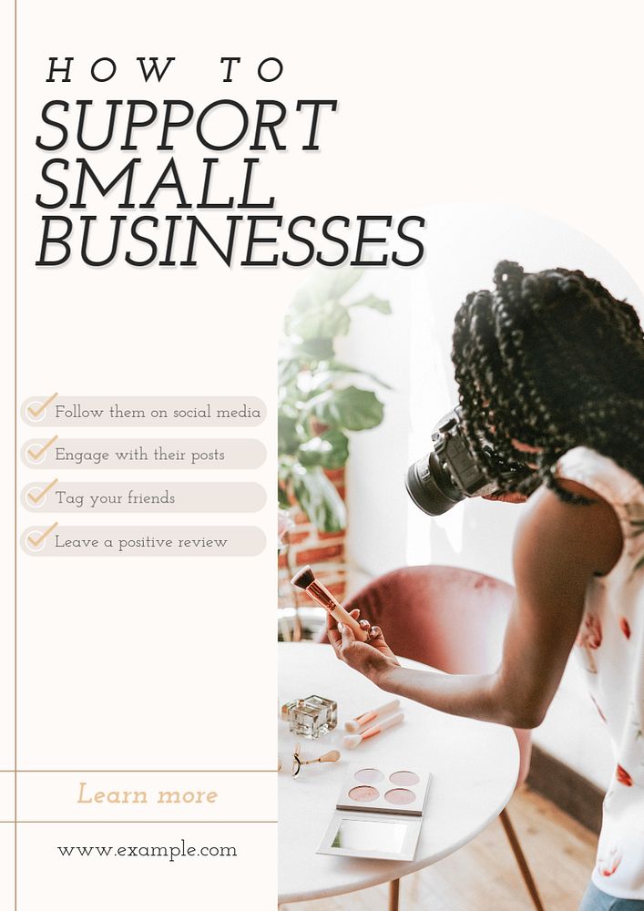 Support small business  poster template, editable text and design