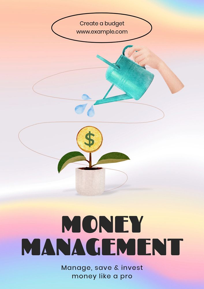 Money management poster template, editable text and design