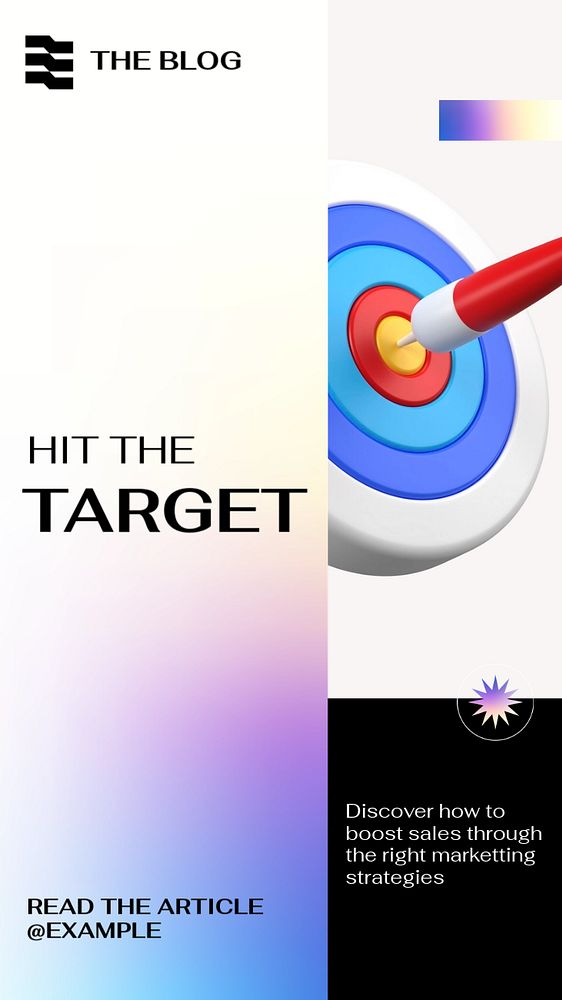 Sales target article  Instagram story template, editable text