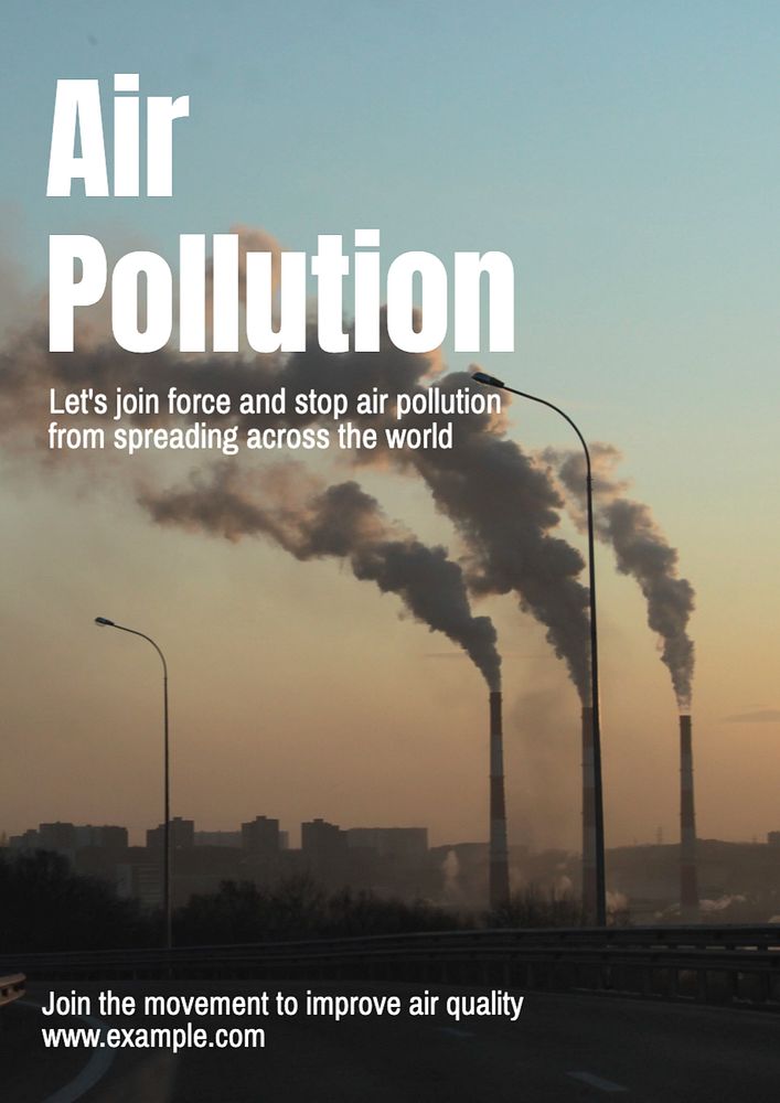 Air pollution poster template, editable text and design