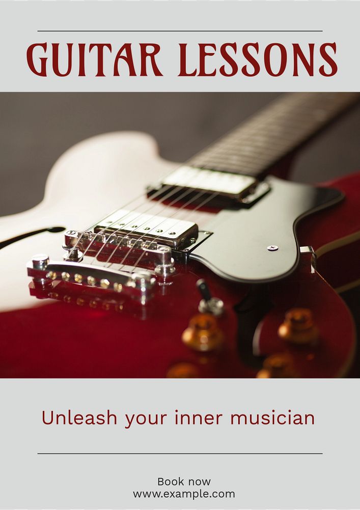 Guitar lessons  poster template, editable text and design