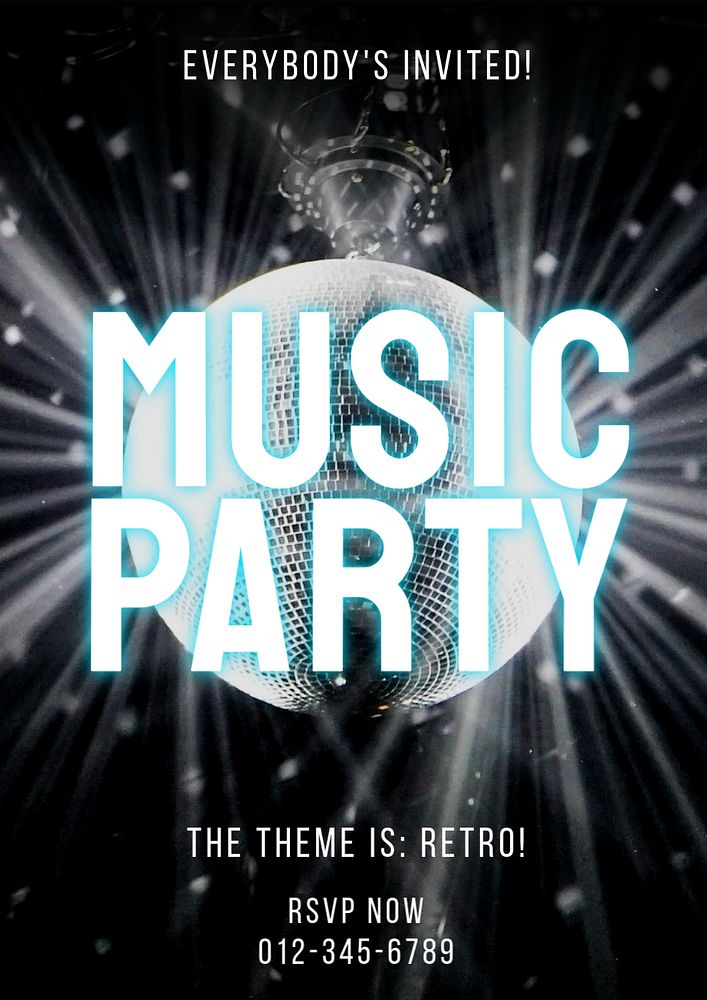 Music party poster template, editable text and design