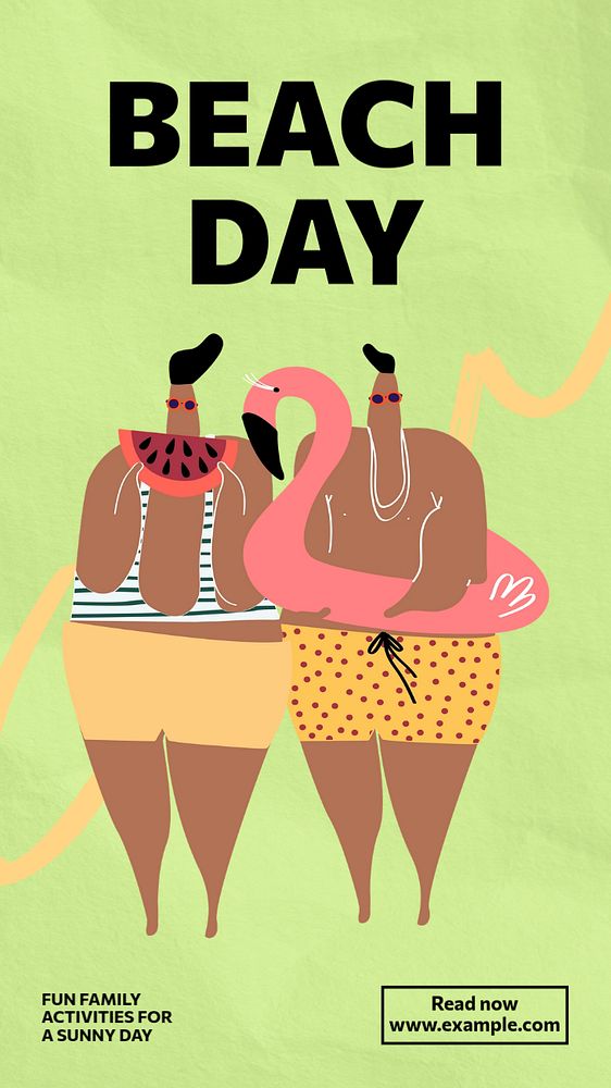 Beach day Instagram story template, editable text