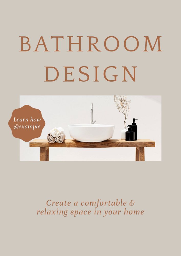 Bathroom design poster template, editable text and design
