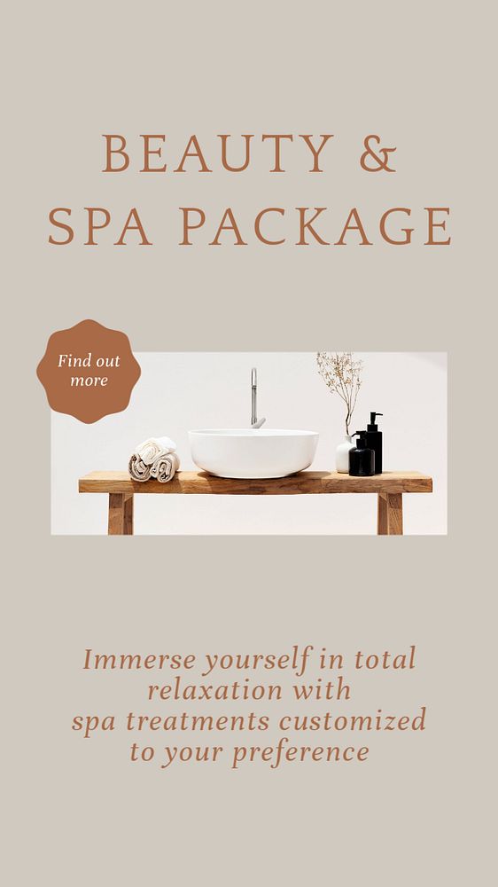 Beauty spa package  Instagram story template, editable text