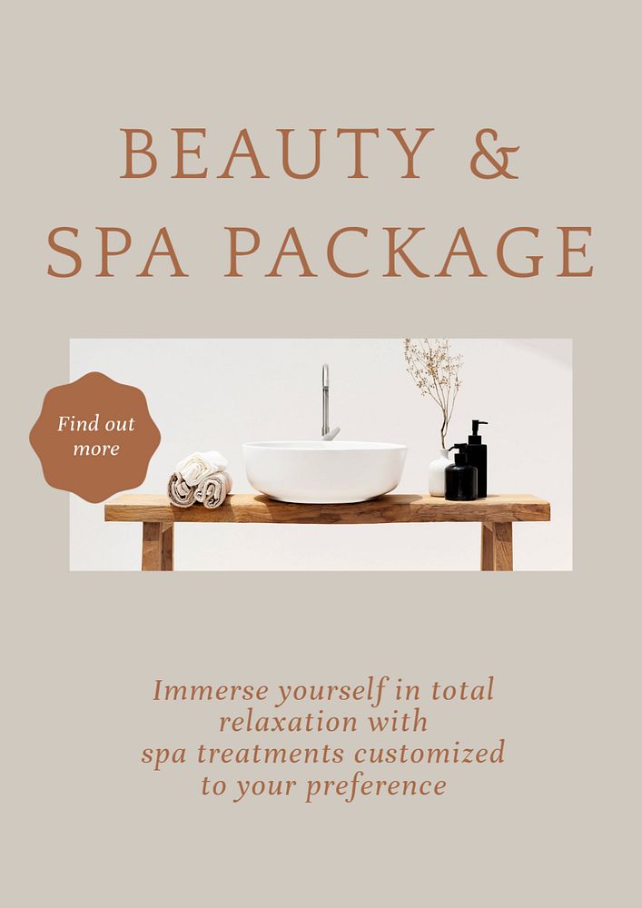 Beauty spa package  poster template, editable text and design