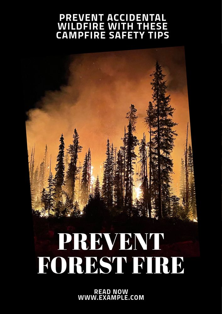 Forest fire poster template, editable text and design