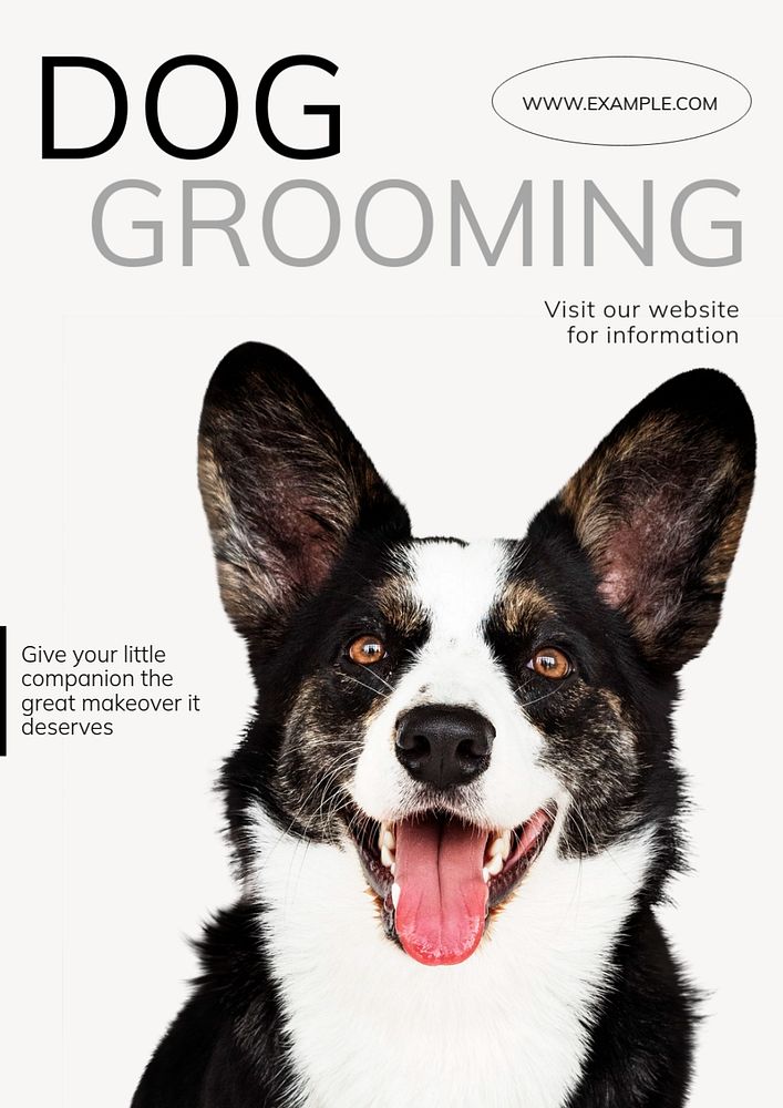 Dog grooming  poster template, editable text and design