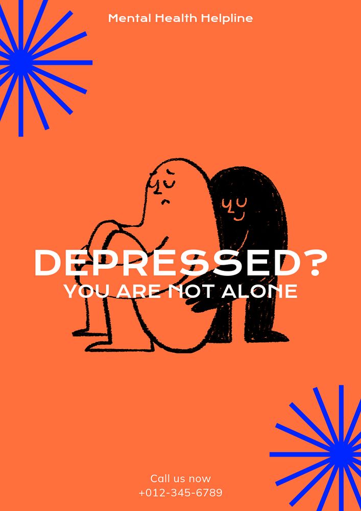 Depression support  poster template, editable text and design