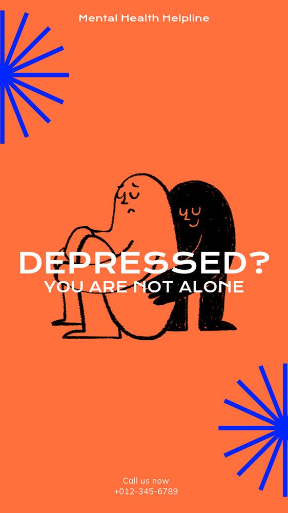 Depression support  Instagram story template, editable text