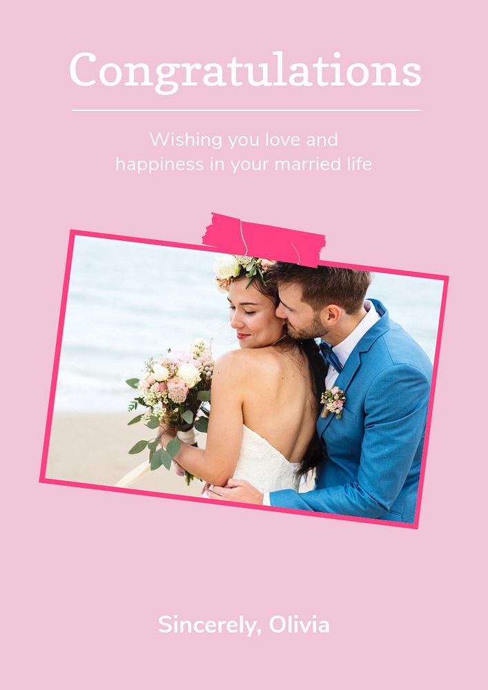 Congratulations wedding  poster template, editable text and design