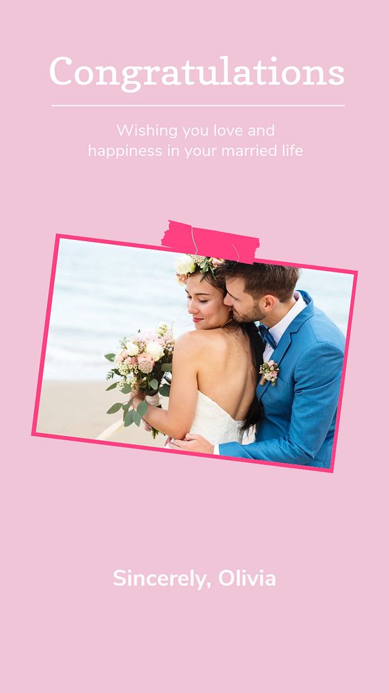 Congratulations wedding  Instagram story template, editable text