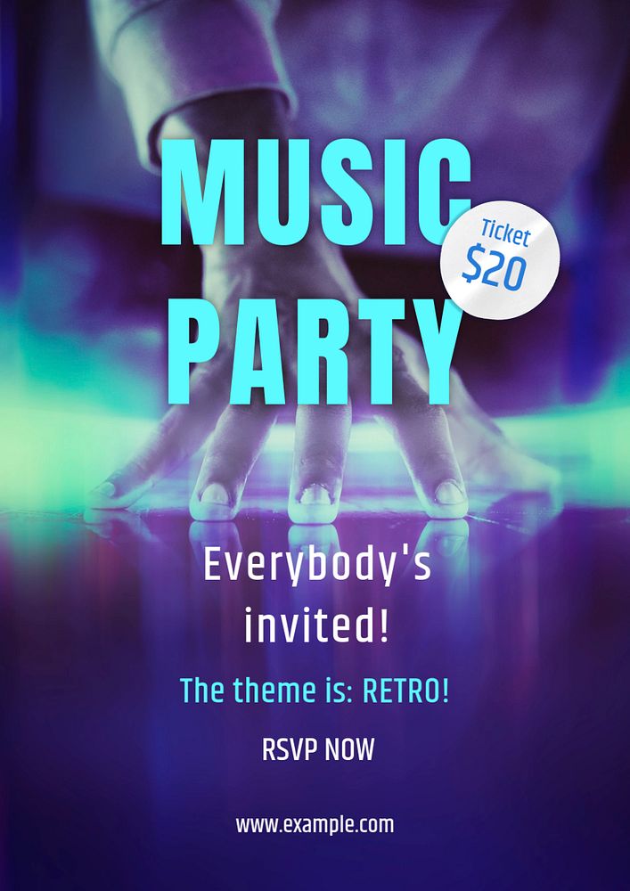 Music party poster template, editable text and design