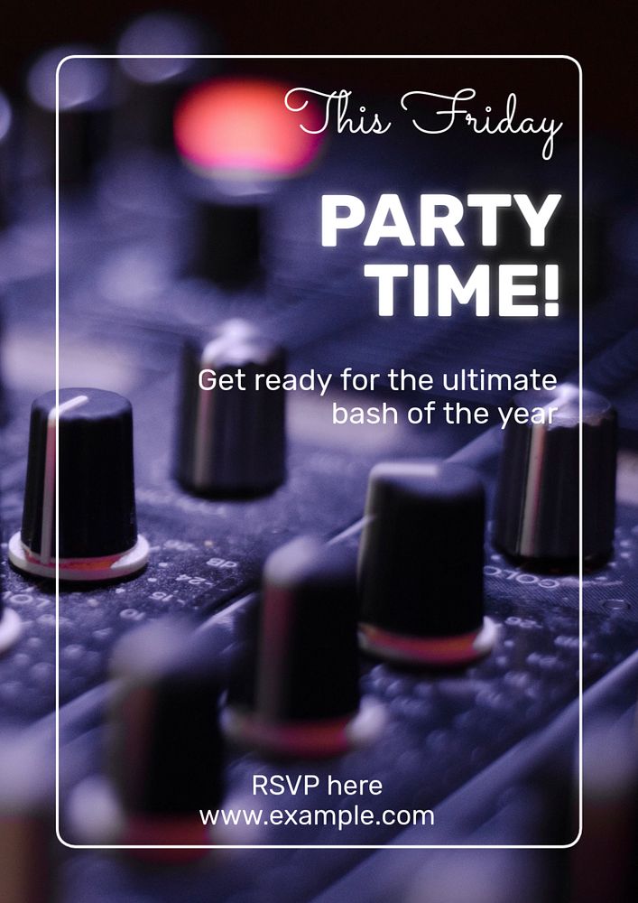 Party time poster template, editable text and design