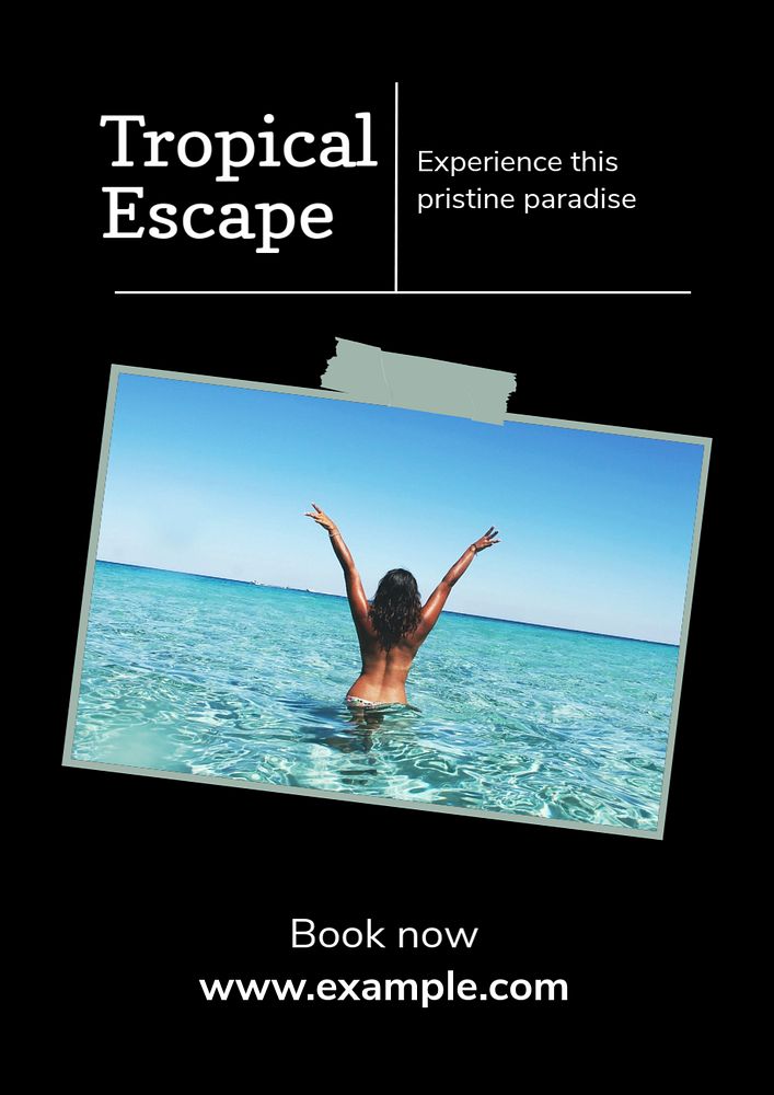 Tropical escape  poster template, editable text and design