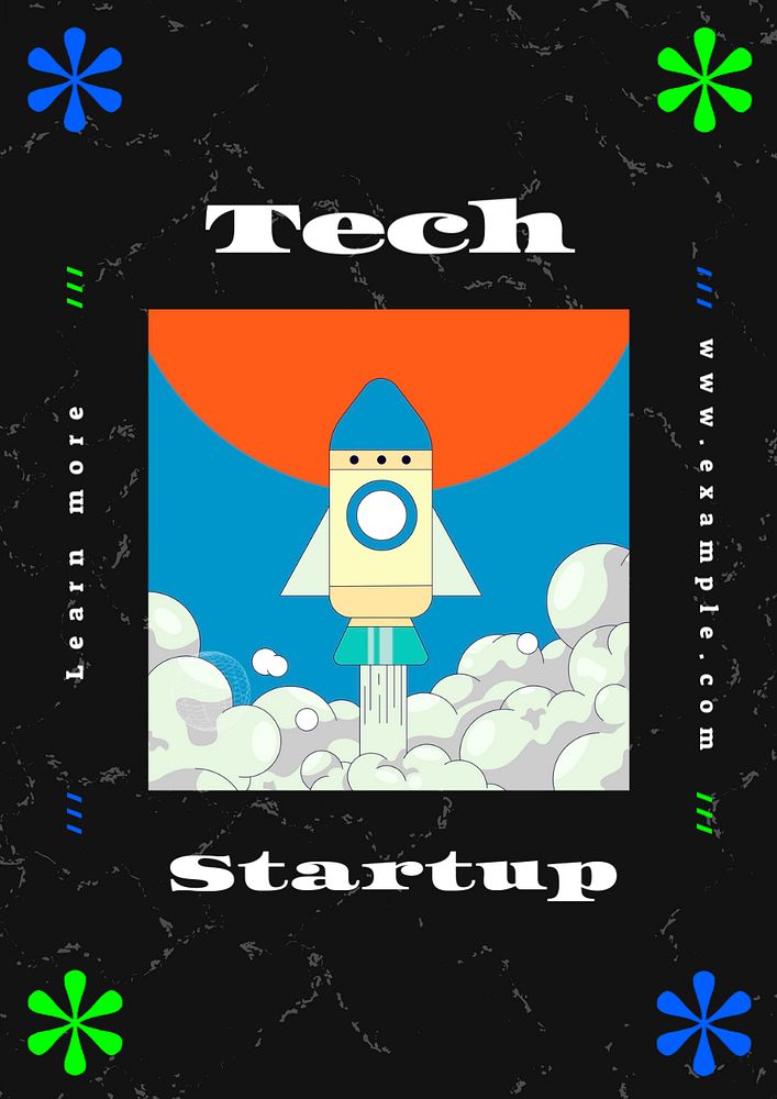 Tech startup  poster template, editable text and design