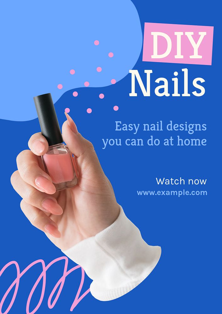 DIY nails  poster template, editable text and design