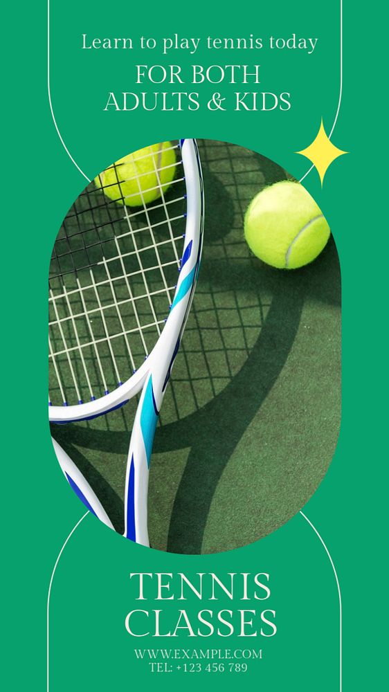 Tennis classes  Instagram story template, editable text