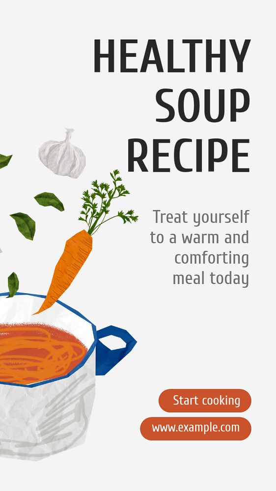 Healthy soup recipe  social story template, editable Instagram design 