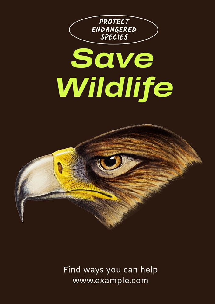 Save wildlife  poster template, editable text and design