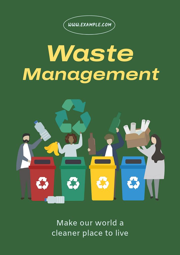 Waste management  poster template, editable text and design