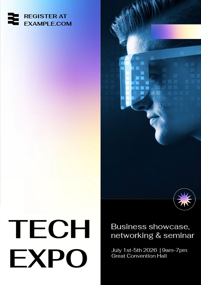 Tech expo  poster template, editable text and design