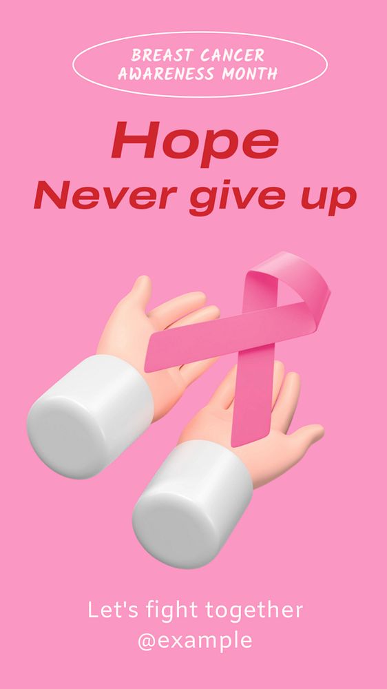 Hope & fight cancer  Instagram story template, editable text