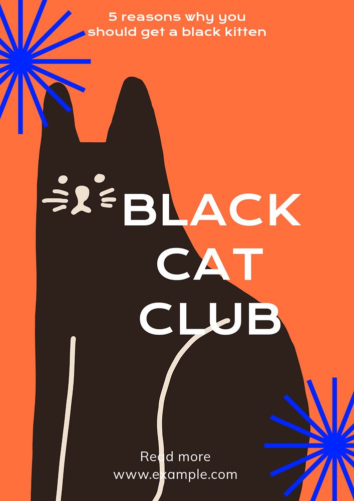 Black cat club  poster template, editable text and design