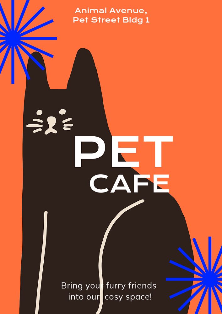 Pet cafe  poster template, editable text and design