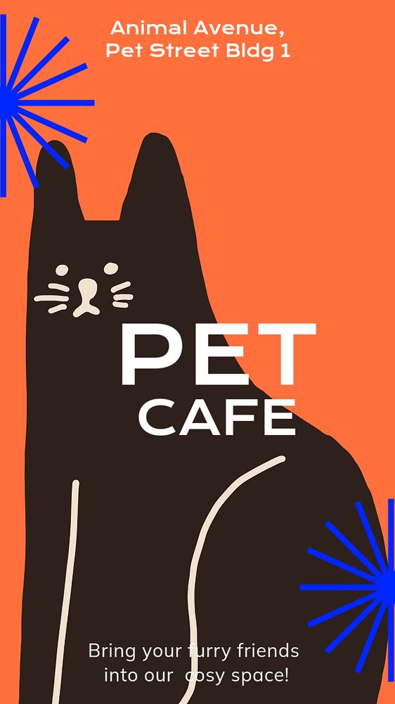 Pet cafe  Instagram story template, editable text