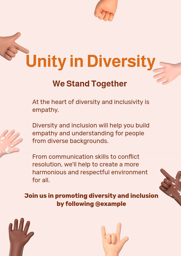 Diversity inclusion poster template, editable text and design