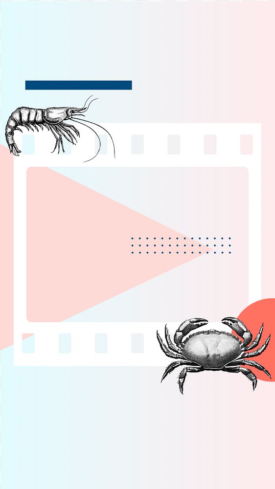 Abstract geometric iPhone wallpaper, editable  prawn and crab frame