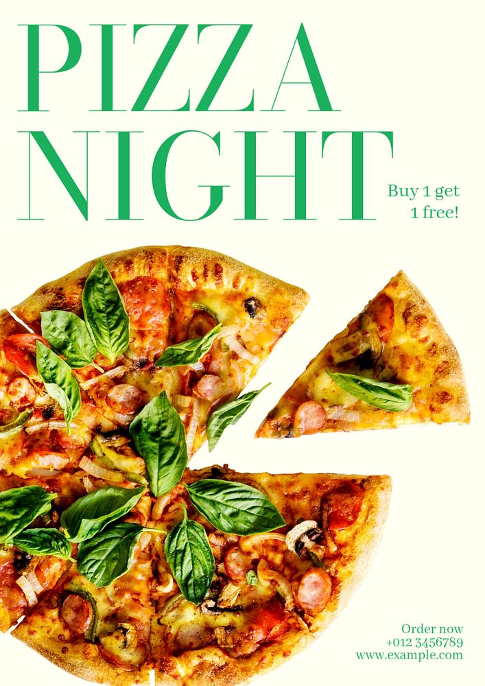 Pizza night  poster template, editable text and design